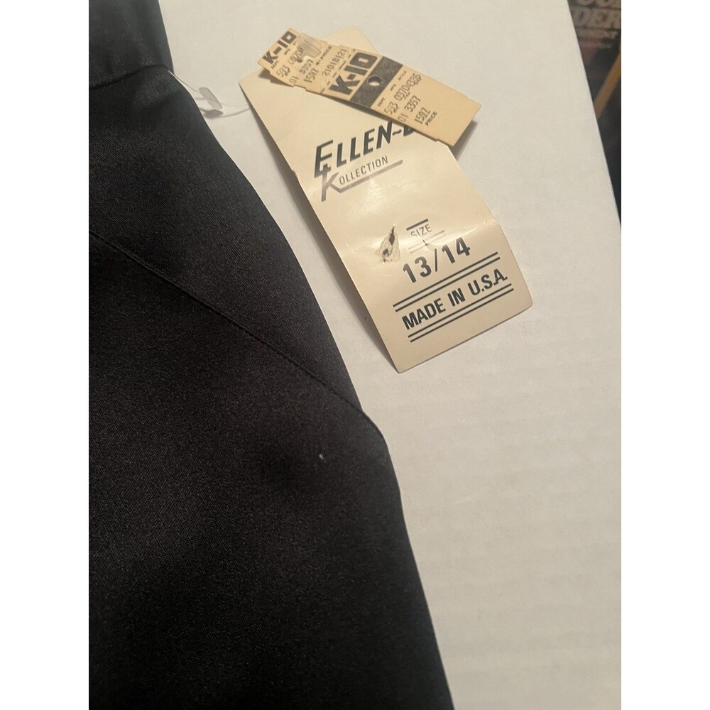 Vintage Ellen-D Kollection Pleated Satin A-Line Midi Skirt - 13-14, Black #7728